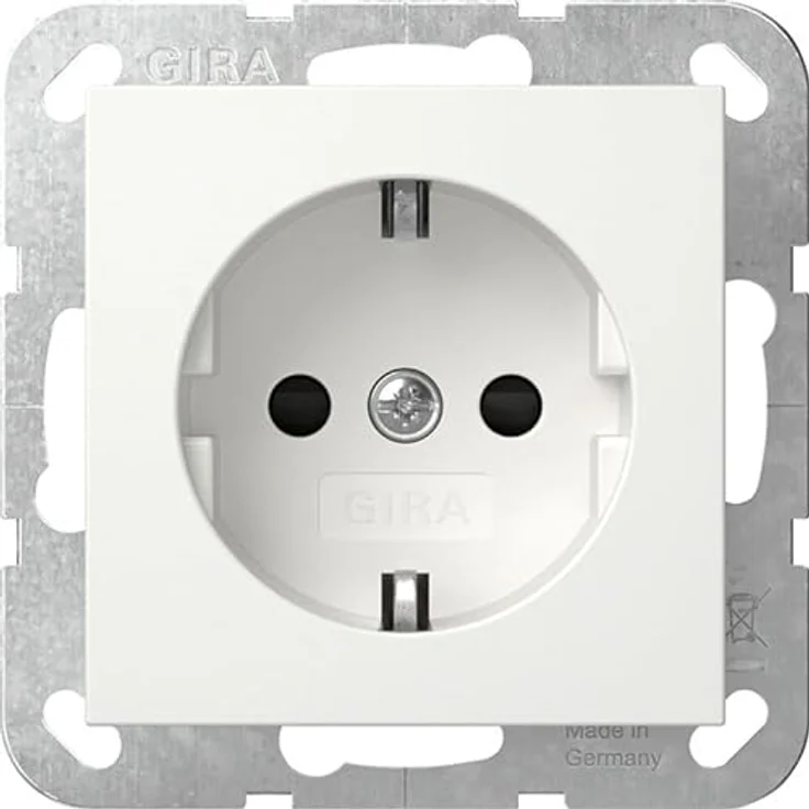 GIRA 445327 Steckdose Shutter erhöhter Berührungsschutz System 55 Reinweiß seidenmatt – Bild 1