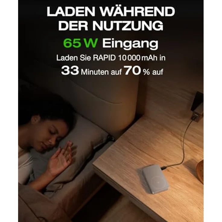 EF ECOFLOW Magnetische Powerbank 10 000 mAh Silber, kabelloses tragbares Ladegerät, 65 W Schnellladender Batteriepack mit USB-C-Kabel, kompatibel für iPhone 16/15/14/13/12 Serie – Bild 4