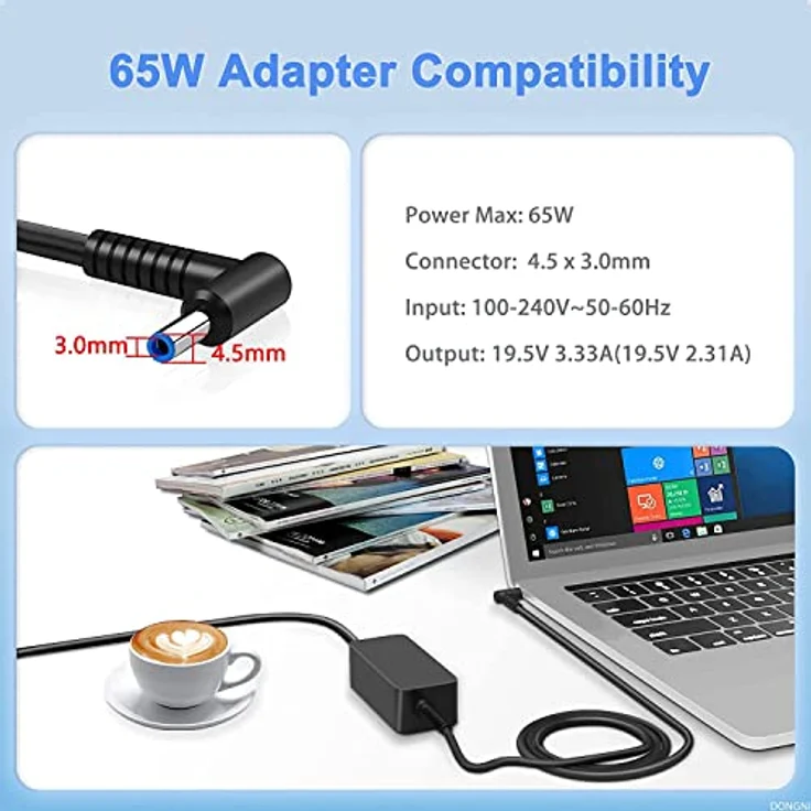 HP AC Adapter 65W nPFC Smart 3P, Notebook Netzteil mit 65 W Leistung – Bild 2