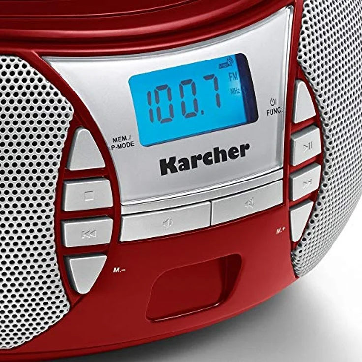 Karcher RR 5025-R tragbares CD Radio (CD-Player, UKW Radio, Batterie-Netzbetrieb, AUX-In) rot – Bild 3
