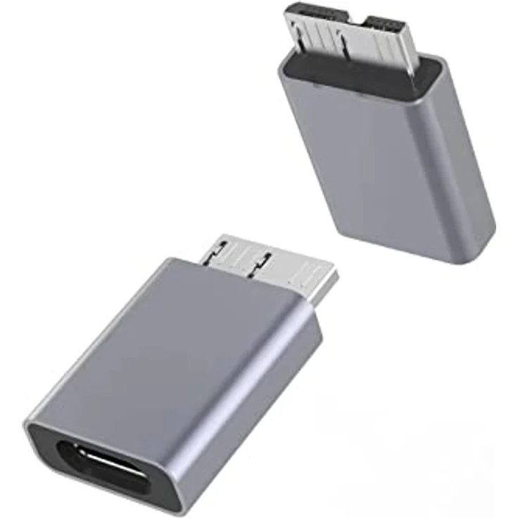PremiumCord Adapter USB-C auf USB 3.0 Micro B, Buchse auf Stecker, Super-Speed ​​5 Gbit/s, Aluminium, Farbe: Space Grau – Bild 5