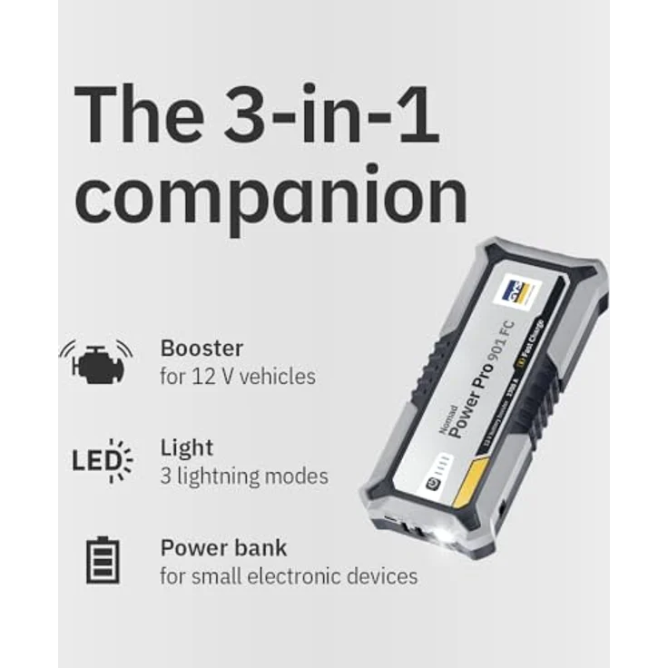 GYS LITHIUM-BOOSTER NOMAD POWER PRO 901 FC 085879, Kompaktes Schnellstartsystem, 820 g leicht – Bild 3