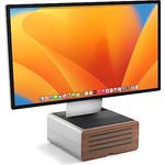 Twelve South HiRise Pro für iMac/Displays/Monitore | Höhenverstellbarer Ständer mit Stauraum, umkehrbarer Front + Ledereinlage (Silber)