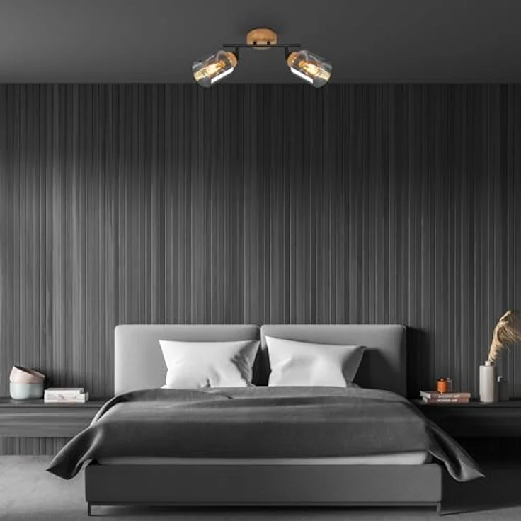 Briloner Deckenlampe Rauchglas, Schwenkbar, Schwarz-Holz – Bild 4