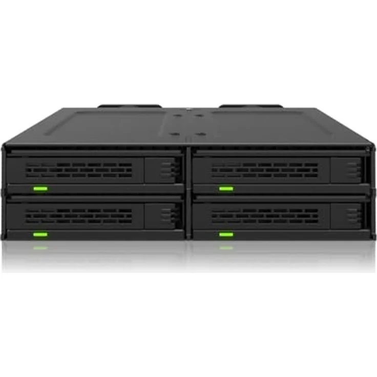 ICY DOCK ExpressCage MB324V4P-B, 4-Bay U.2/U.3 PCIe 4.0 NVMe SSD Wechselrahmen, schraubenlose Trays für 5,25" Schacht, bis 64Gbps pro SSD – Bild 1