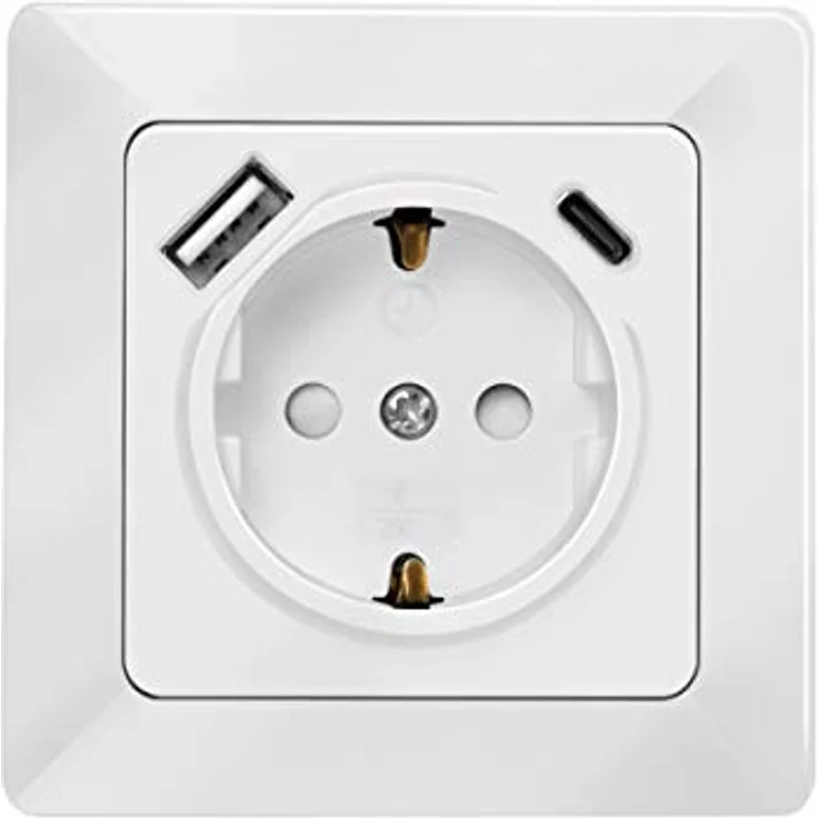 LogiLink PA0253 - Unterputz-Steckdose, Schutzkontakt (1x CEE 7/3), 1x USB-C PD (Power Delivery), 1x USB-A, Weiß – Bild 2