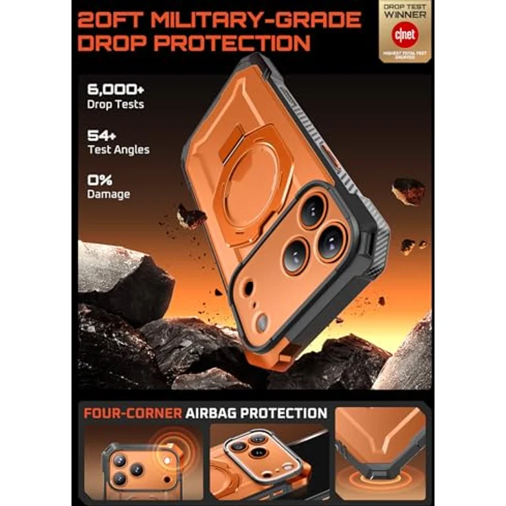 SUPCASE iPhone 17 Pro Max Hülle Unicorn Beetle Grip, Militärstandard Fallschutz, MagSafe-kompatibel, integrierter Ringhalter, Coral – Bild 3