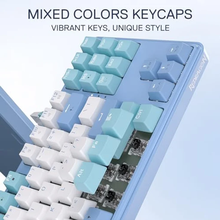 REDRAGON K707WBB-RGB StarBlade, Gaming Tastatur 80% mit RGB-Hintergrundbeleuchtung, Hot-swappable mechanischen Schaltern, Englisch (US), Blau – Bild 6