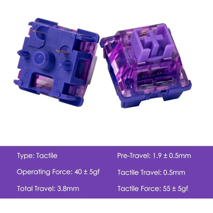 Akko AKKO V3 Pro Lavender Purple Switch mechanisch 5-Pin taktil MX-Stem 40g - 45 Stück – Bild 2