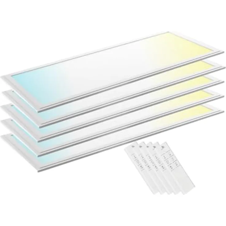 ENOVALITE LED-Panel 120x30cm mit CCT Farbwechselfunktion, 36W, 3600lm, 3000K | 4000K | 6000K, inkl. Netzteil, 5er Pack