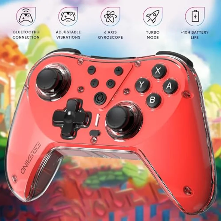 Oniverse Oniverse Pack 2 in 1 Switch-Controller + Spiel Marsupilami, kabelloser Controller mit Turbo-Modus, einstellbaren Vibrationen und 6-Achsen-Gyroskop, Astralite (Mira Red/Rot) – Bild 5