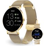 XCOAST SIONA 2 Damen Smartwatch (classic gold, 4,2 cm/1,3 Zoll, iOS Android) - AMOLED, Wasserdicht, ultra flach, Blutsauerstoffmesser, Puls, Blutdruck, brillante Farben - 3-tlg.