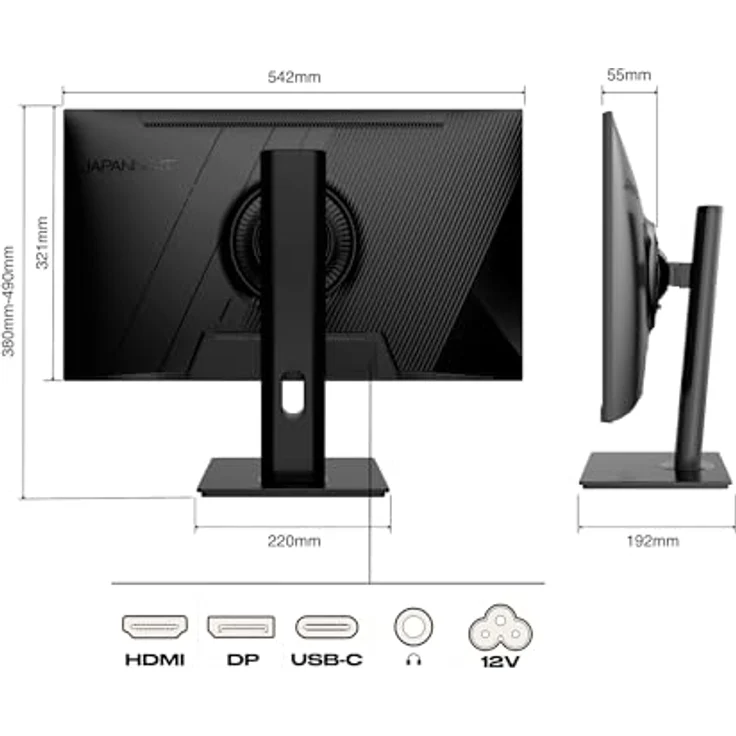 JapanNext JN-IPS238FHDR-C65W-HSP, 23.8" IPS Full HD Monitor mit HDR, USB-C-Aufladung (65W), Höhen- & Neigungsverstellung, integrierten Lautsprechern, G-Sync/FreeSync, 2 Jahre Garantie – Bild 4