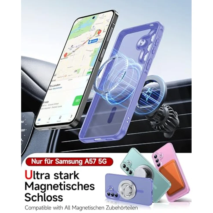 LeYi Handyhülle für Samsung Galaxy A57 5G, ultradünne transluzente Schutzhülle mit Magsafe Kameraschutz und 2X Panzerglas - Himmelblau – Bild 3