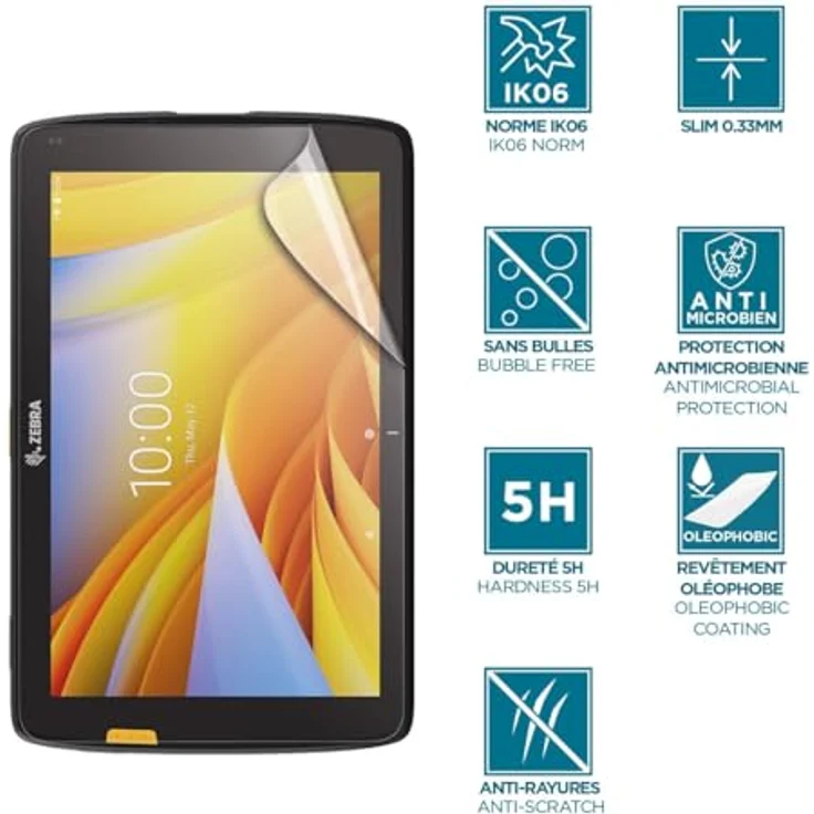 Mobilis Displayschutzfolie für Tablet Zebra ET40 - ET45 8" - Stoßfest IK06 - Klare Veredelung – Bild 2