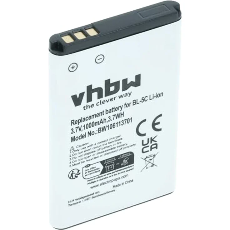 vhbw Akku kompatibel mit Doro 7000H, 1000 mAh Lithium-Ion, wiederaufladbar, leistungsstark – Bild 1
