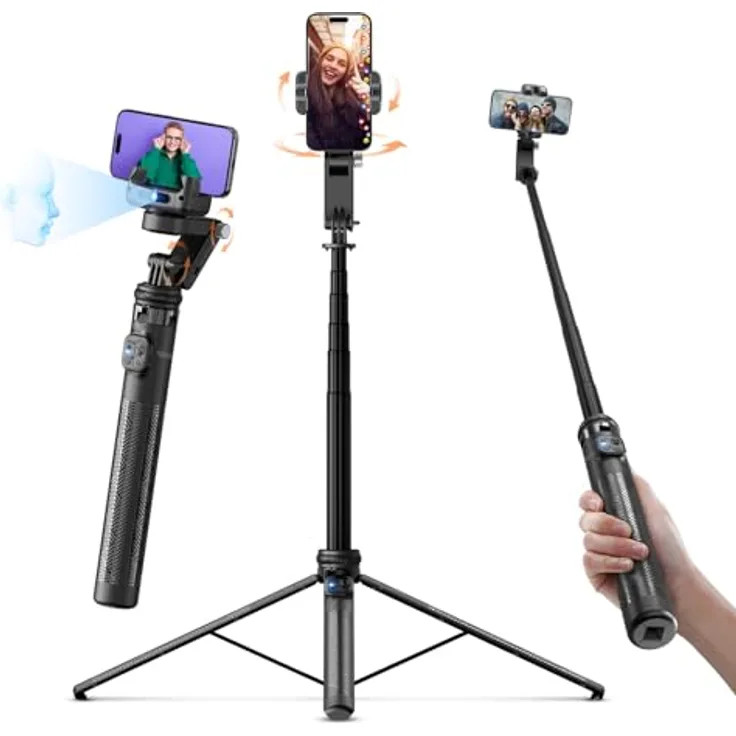 Rollei Easy Creator Gimbal mit AI Tracking 360, Automatische Gesichtsverfolgung Selfie Stick in Schwarz