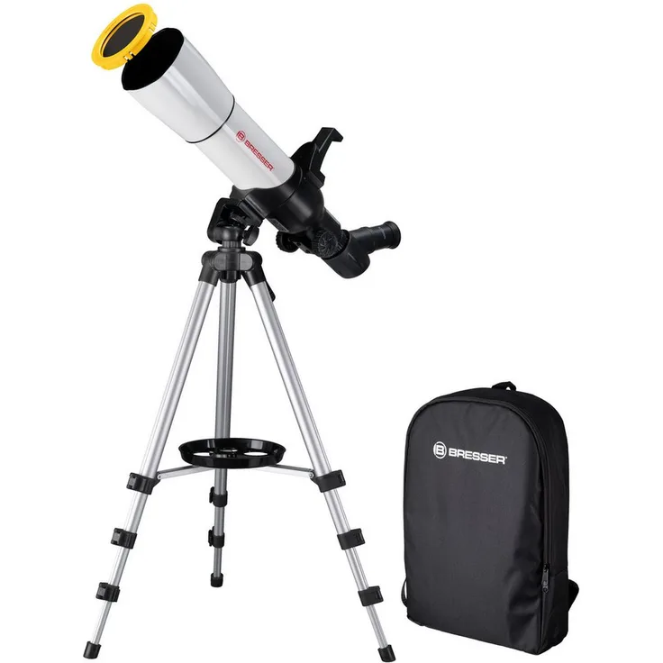 BRESSER Linsenteleskop SpaceRacer 70/400, Refraktor mit AR-App, Objektivsonnenfilter, blau