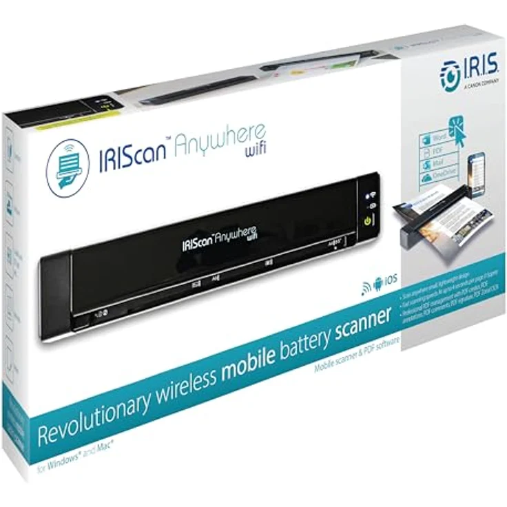 Iris IRIScan Anywhere 6 WIFI, Mobiler Dokumentenscanner mit Akku, 15PPM, PDF OCR, WinMac iOS, USB, WLAN – Bild 2