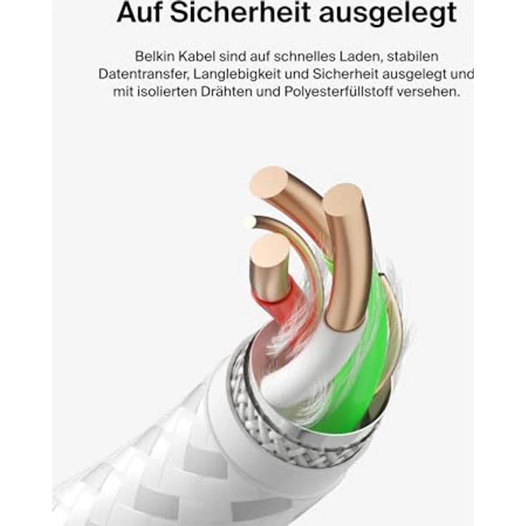 Belkin USB-C/USB-A Kabel ummantelt, 1 m, weiß – Bild 5