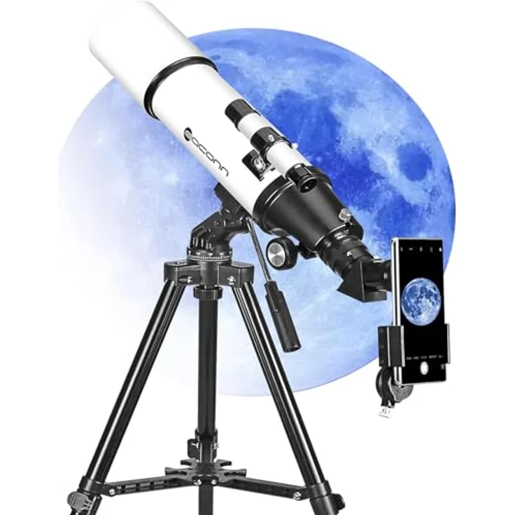 EACONN Astronomie Teleskop, 80mm Blende mit 30x-66x Vergrößerung, tragbares Refraktorteleskop für Erwachsene, Weiß – Bild 2