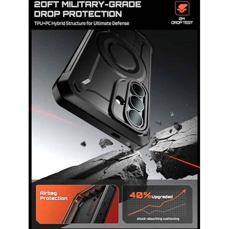 SUPCASE UBPro Mag Hülle für Samsung Galaxy S26 Plus 6,7'', Schwarz – Outdoor Bumper Case mit MagSafe, 2 Frontrahmen (mit/ohne Displayschutz), Militärstandard Fallschutz und integriertem Ständer – Bild 3
