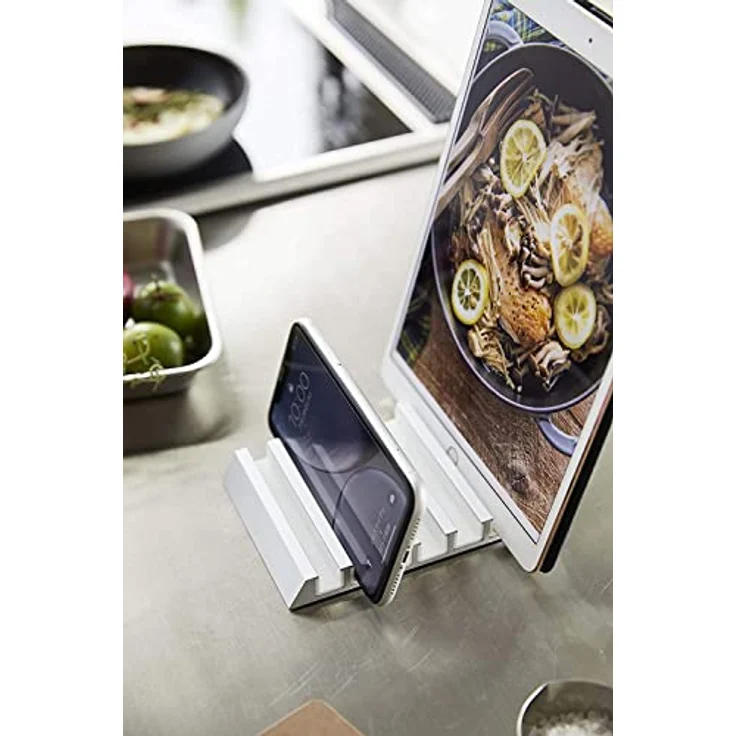 Yamazaki 5274 TOWER Tablet-Ständer, weiß, Aluminium/Silikon, minimalistisch, 10 x 13 x 1.8 cm – Bild 4