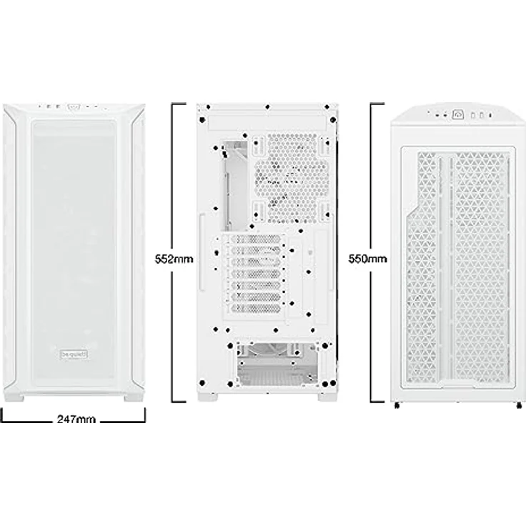be quiet! Shadow Base 800 FX White PC-Gehäuse, Light Wings White 140mm PWM Lüfter, ARGB-Beleuchtung, USB 3.2 Gen. 2 Type C, maximaler Airflow, E-ATX Mainboard, 420mm Radiatoren, Glasseitenteil, BGW64 – Bild 2