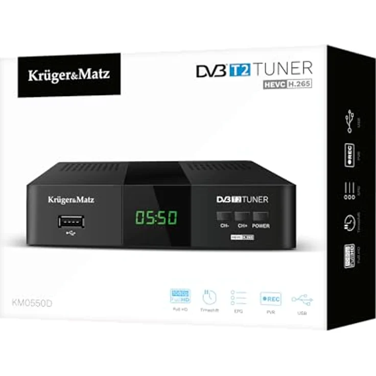 Kruger&Matz KM0550D, DVB-T2 H.265 HEVC Tuner mit HDMI, SCART, PVR, EPG und USB-Anschluss, schwarz – Bild 5