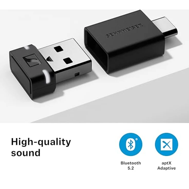 Sennheiser BTD 600, Bluetooth-Adapter zur Verbindung von Kopfhörern mit PC und Mac, Schwarz – Bild 2