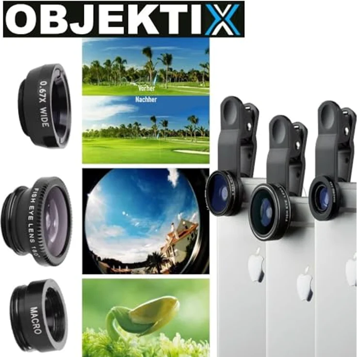 MAVURA OBJEKTIX Universal Handy Objektiv Set 3in1 Smartphone Linsen - Fisheye + Weitwinkel + Makro Kamera, schwarz - Preisvergleich – Bild 6