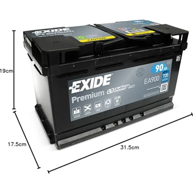 Exide EA900 Premium Carbon Boost Starterbatterie 12 V 90 Ah 720 A (EN), wartungsfrei, hohe Startleistung, langlebig – Bild 8