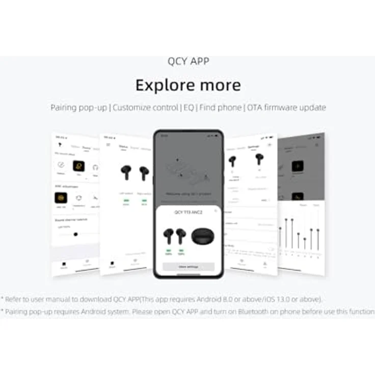 QCY T13 ANC2 In-Ear-Kopfhörer, Bluetooth 5.3 mit aktiver Geräuschunterdrückung, 30 Stunden Spielzeit, antibakterielle Ohrstöpsel, Schwarz – Bild 9