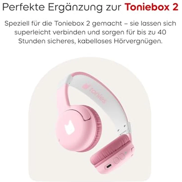 tonies Lauscher Revision, Kinder-Kopfhörer mit Bluetooth und NFC, kabelloses Hören, 40 Stunden Akkulaufzeit, LED-Lichter – Bild 4