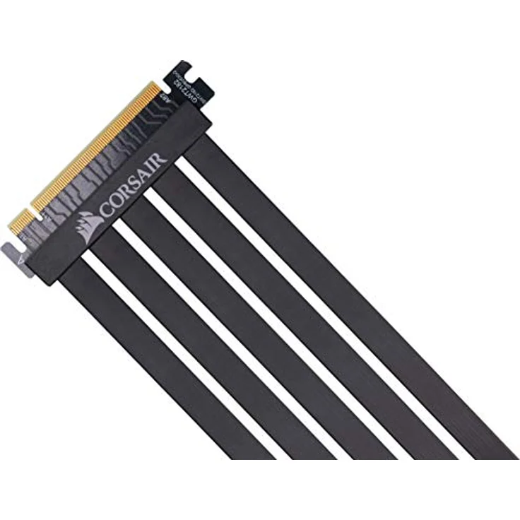 Corsair Premium PCIe 3.0 x16-Verlängerungskabel, 300 mm (EMI-abgeschirmt, vollflexibel, 90-Grad-weiblicher PCIe-Anschluss), schwarz – Bild 2