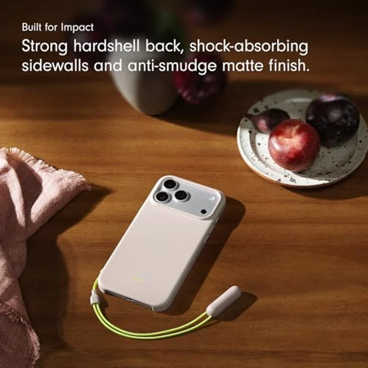 Beats iPhone 17 Pro Max Kickstand Case, MagSafe mit integrierter Kamerasteuerung, abnehmbarem Ständer und Trageschlaufe, matte Kalkstein-Oberfläche mit Mikrofaser-Innenfutter – Bild 4