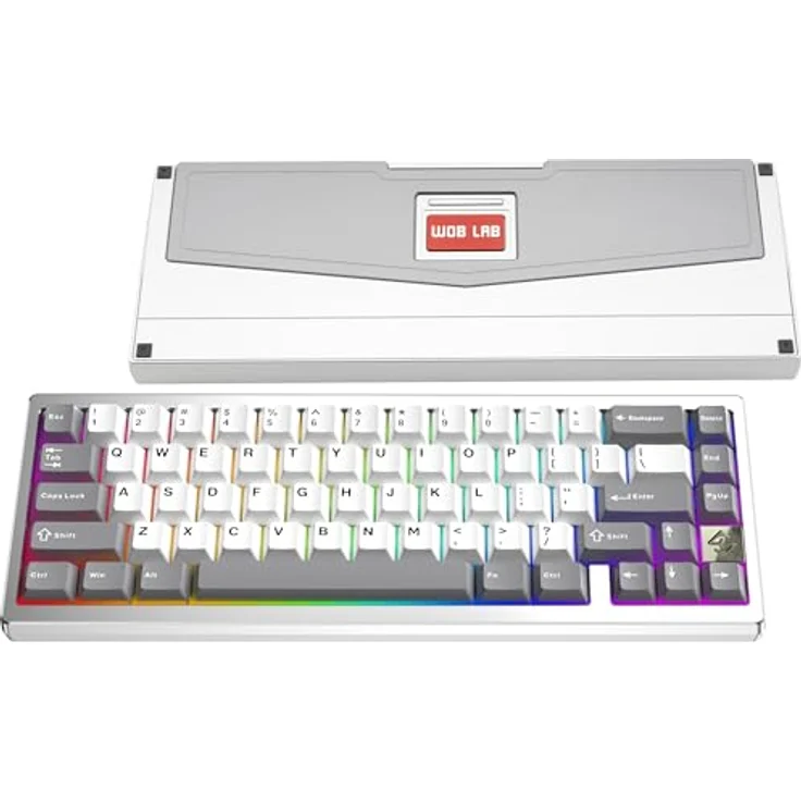 KEEBMONKEY WOBKEY Zen 65, 65% Kabellose Mechanische RGB-Tastatur mit CNC-Aluminiumgehäuse, Hot-Swappable, VIA-Unterstützung, BT/2.4G/USB-C für Mac/Windows (Ultra Silver) – Bild 1