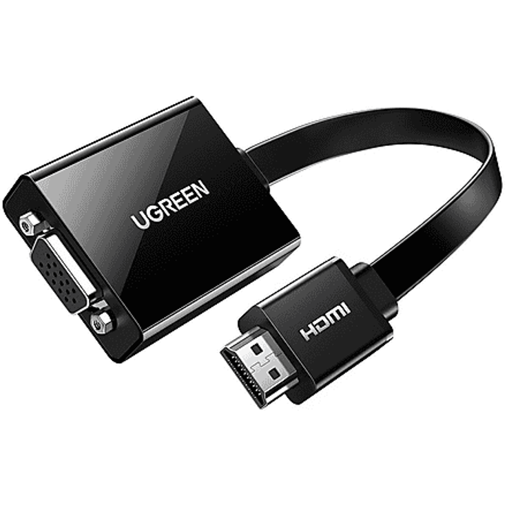 UGREEN HDMI auf VGA Adapter, 1080P HDTV, Aktiver Video Converter für PC und Laptop, Schwarz, 25cm