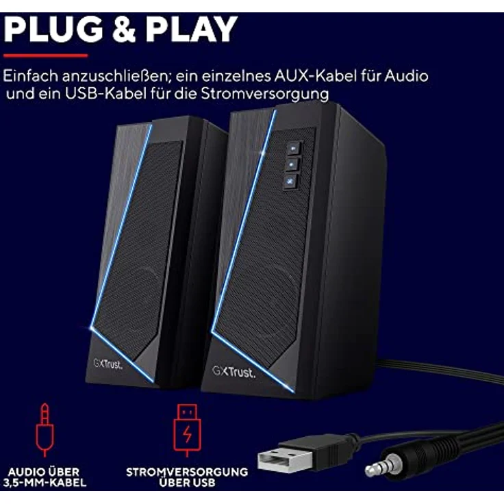 Trust Gaming Lautsprecher für PC GXT 609 Zoxa - Computer Boxen, Lautsprecherset mit 6 Verschiedene RGB Beleuchtungsarten – Bild 4