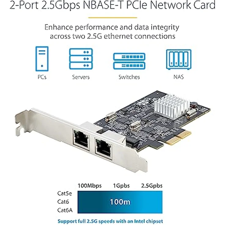 StarTech.com 2-Port 2.5 Gbit PCIe Netzwerkkarte, Intel I225-V, Dual-Port Computer LAN Karte, Multi-Gigabit NIC, PCI Express Server Netzwerkkarte, 2.5G Ethernet Adapter (PR22GI-NETWORK-CARD) – Bild 2