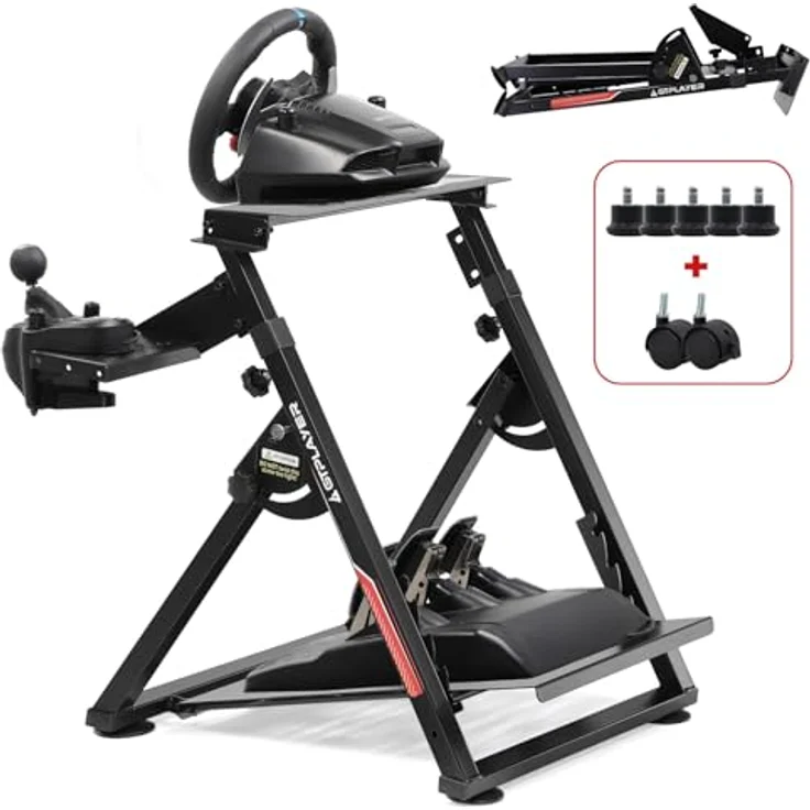 GTPLAYER Lenkradständer für Lenkrad Gaming Wheel Stand Racing Lenkradständer mit V1 V2 Schalthebelhalterung Neigungsverstellbares Gestell PS4 Xbox PC, Pro-Edition, Stabiler Lenkradhalter mit verstellbarer Höhe und 5 Winkelpositionen – Bild 1