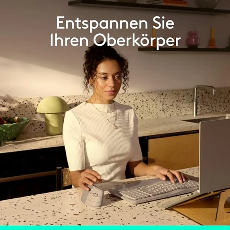 Logitech Lift Vertikale Ergonomische Maus, Kabellos, Bluetooth/Logi Bolt, Leise Klicks, 4 Tasten, Kompatibel mit Windows/macOS/iPadOS - Sand – Bild 4