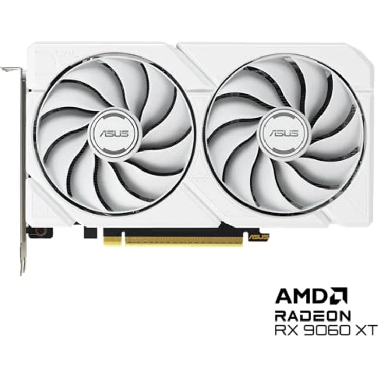 ASUS DUAL-RX9060XT-16G-WHITE, 16GB GDDR6 Grafikkarte mit Axial-Tech-Lüftern, HDMI und DP, weiße Variante – Bild 2