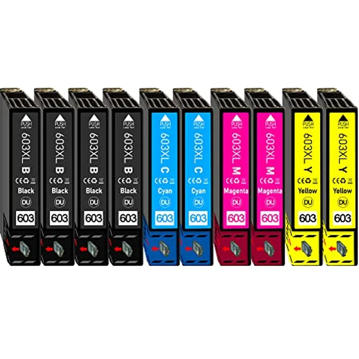 Druckerparadies 603XL Druckerpatronen 10er Multipack, kompatibel mit Epson-Druckern, 4x Schwarz, 2x Cyan, 2x Magenta, 2x Gelb – Bild 1