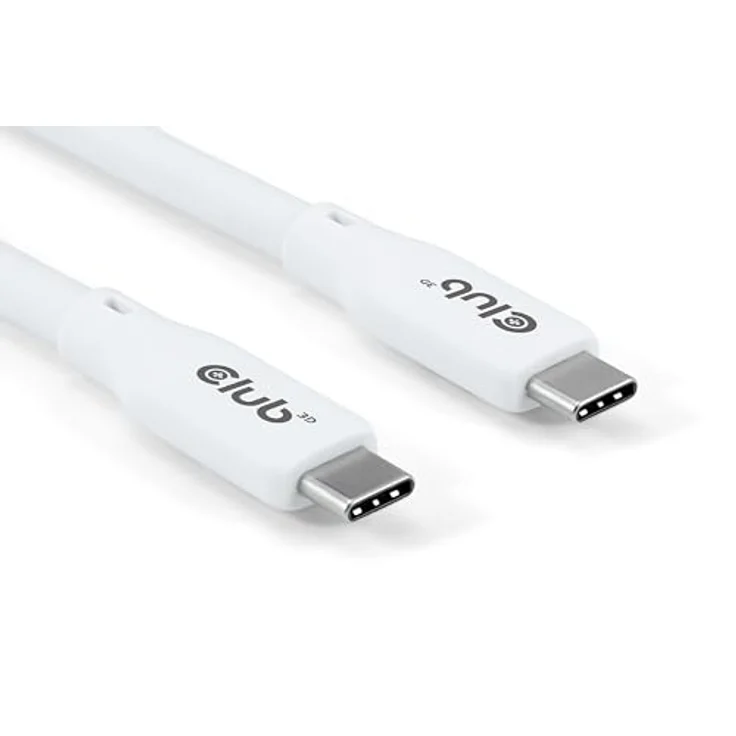 Club3D CAC-3001 Lifestyle USB-C Kabel PD 240W, 20Gbps, 2m, weiß, unterstützt iPhone und Android, E-Marker-Chip, 4K60Hz Video – Bild 1
