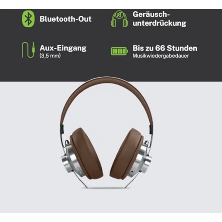 MUSE M-298 SBR, Bluetooth-Kopfhörer mit ANC Noise Cancelling, 66h Akkulaufzeit, USB-C, AUX und Freisprechfunktion, komfortabler Kopfbügel – Bild 3