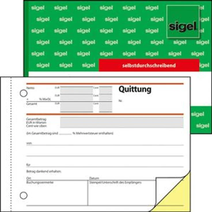 Sigel SD 021 Quittungsblock A6 quer 2x40 Blatt – Bild 1