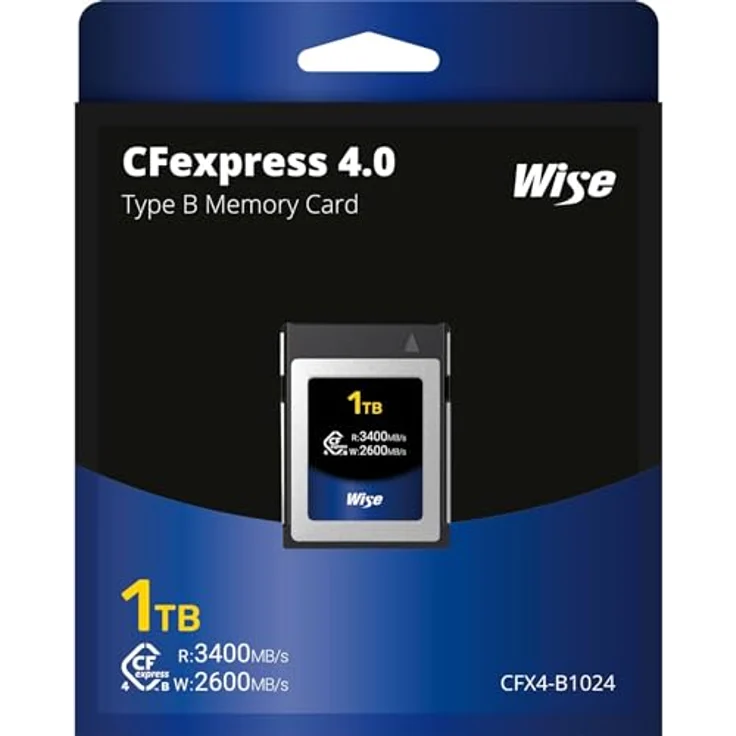 Wise WI-CFX4-B1024, 1024 GB CFexpress Typ B Speicherkarte mit 3400 MB/s Lesegeschwindigkeit, Silber/Blau/Schwarz – Bild 3