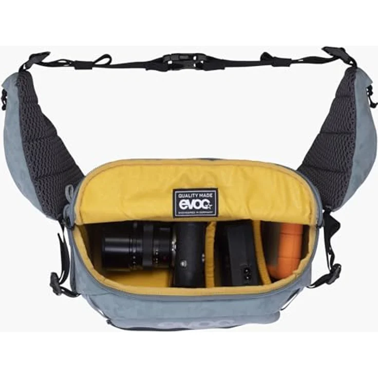 Evoc Hip Pack Capture 6L, Kamera Hüfttasche für Kompakt-Systemkameras, grau, mit Air Flow Contact System und Regenhülle – Bild 17