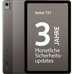 Nokia T21 Android 12 LTE Tablet mit 10.36" Bildschirm, 4/64GB Speicher, IP52 Zertifizierung, 18W Fast Charging, 3 Tage Batterie Laufzeit und 3 Jahre monatliche Sicherheitsupdates – Grau